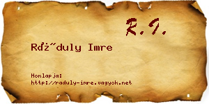 Ráduly Imre névjegykártya
